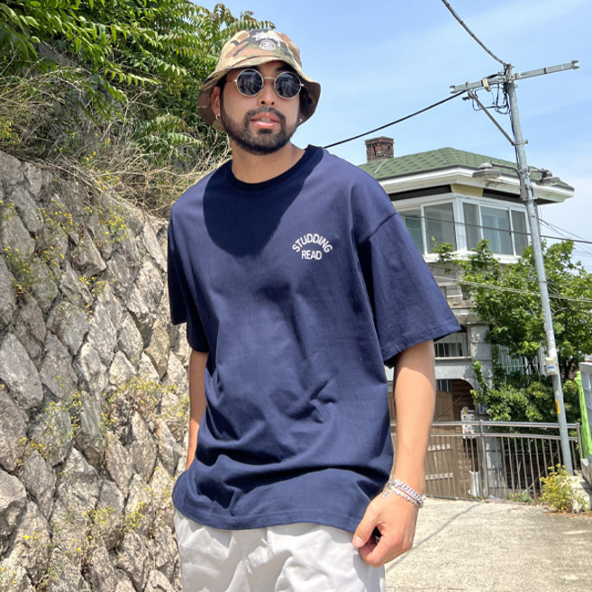 파이브라지 남성용 통기성 빅사이즈 여름 레터링 백 프린트 반팔 티셔츠