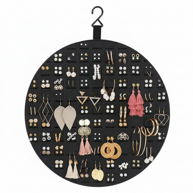 조인메이드 벽걸이형 악세서리 보관함 라운드, 블랙, 1개