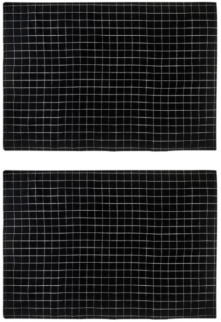 아리코 심플 체크 면 키친크로스, 블랙, 2개