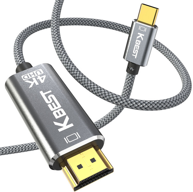 케이베스트 USB C타입 to HDMI 스마트폰 미러링 케이블, 1m, 실버, 1개