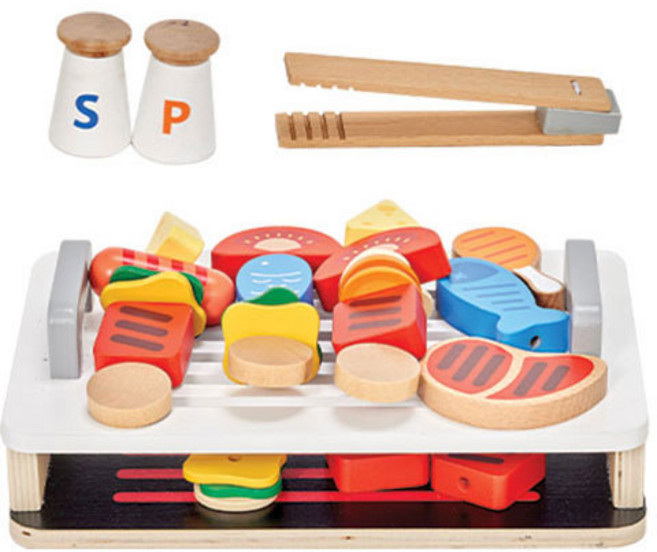 피에스타 원목 소꿉놀이 바베큐그릴 세트, 혼합색상, 1개