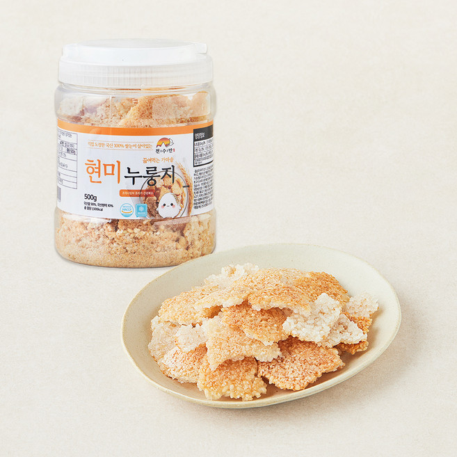 천수만 직접 도정한 국산 100% 쌀눈이 살아있는 끓여먹는 가마솥 현미 누룽지, 1개, 500g
