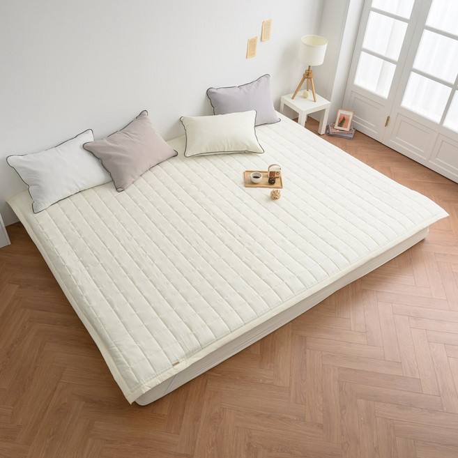 대우침장 알러지케어 진드기방지 패밀리 침대 패드, 아이보리