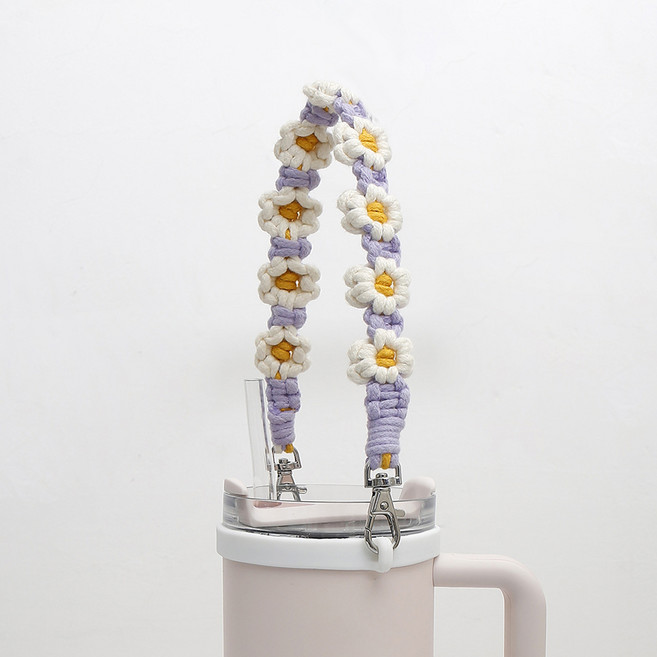 금깨비 텀블러 스탠리 호환 스트랩 악세사리 데이지, 퍼플, 1개