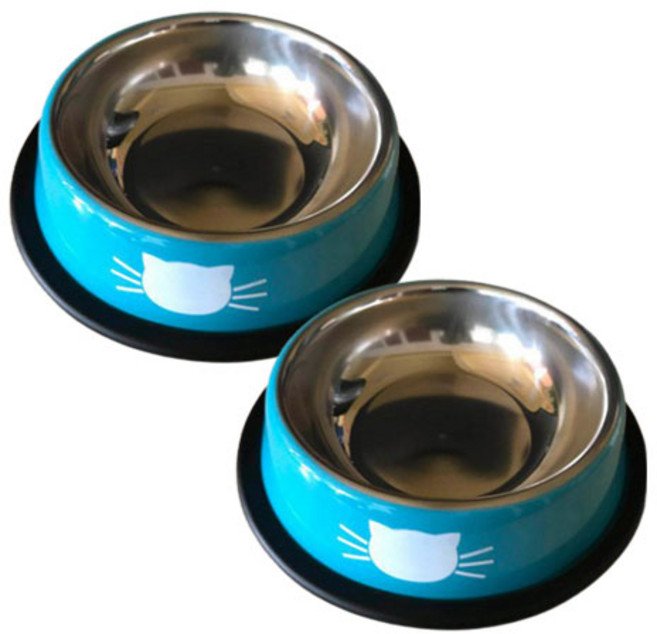 펫트롱 반려동물 프리미엄 스테인리스 식기, 블루, 2개