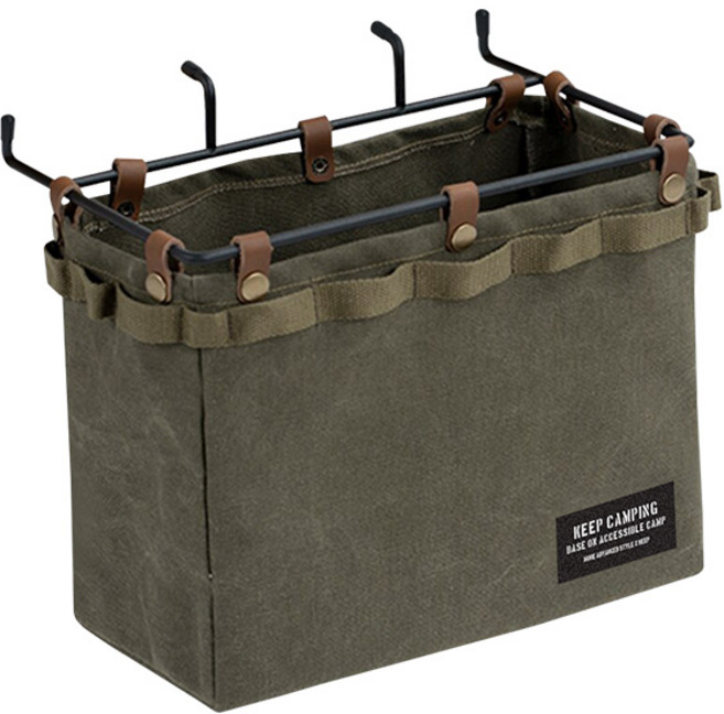 KEEP 캠핑 거치식 테이블 사이드 캔버스 수납 가방, 카키, 1단