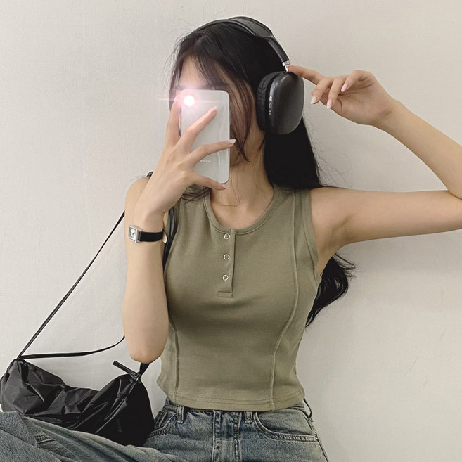 女款按扣無袖上衣