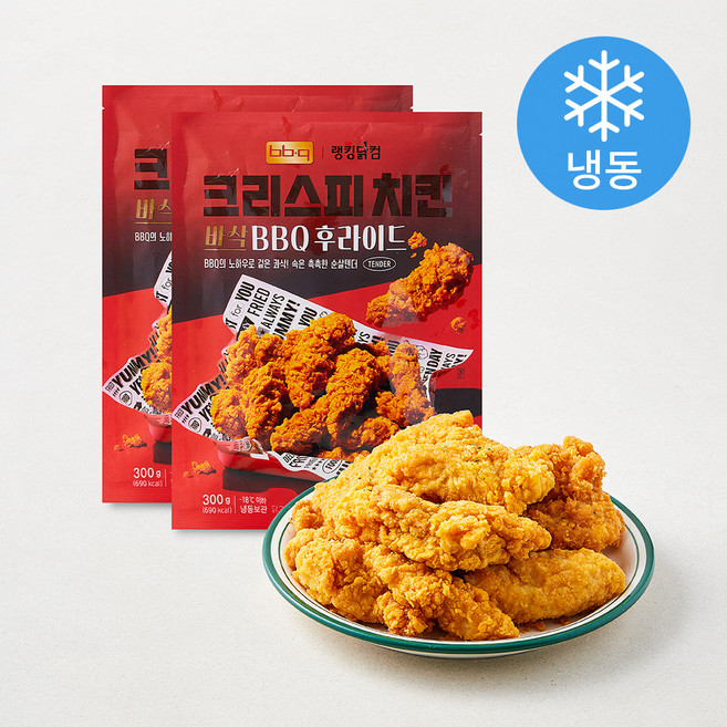 랭킹닭컴 BBQ 크리스피 치킨 후라이드 (냉동), 300g, 2개