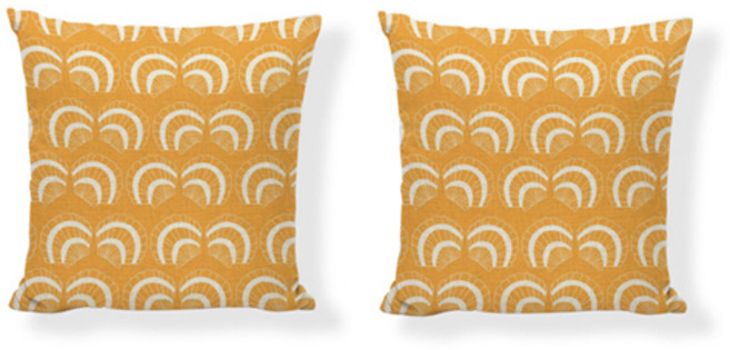 옐로우 린넨 자연스케치 쿠션커버 2p