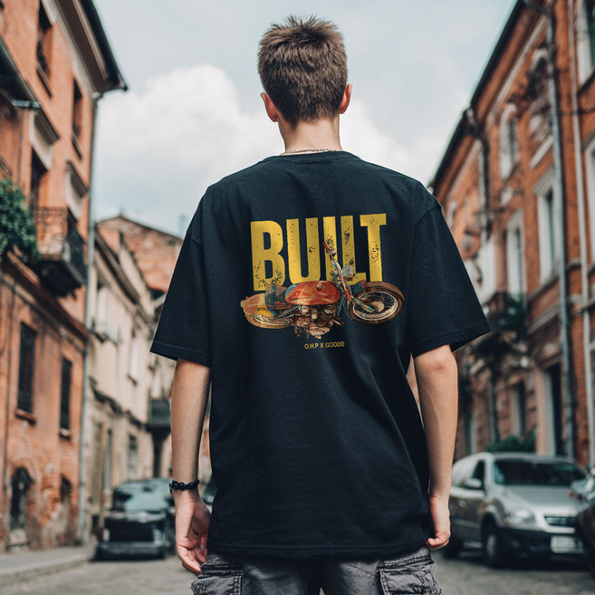 원헌드레드퍼센트 남녀공용 GOODD 끝의시작 세미오버 면 반팔티