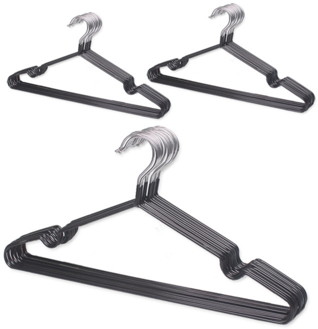 영스타 논슬립 PVC 코팅옷걸이, 블랙, 30개