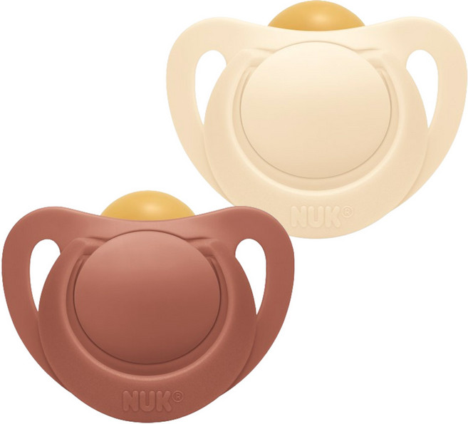 누크 For 네이처 라텍스 노리개젖꼭지 2종 세트, S1 (0~6개월), 파스텔마룬 + 베이지, 1세트