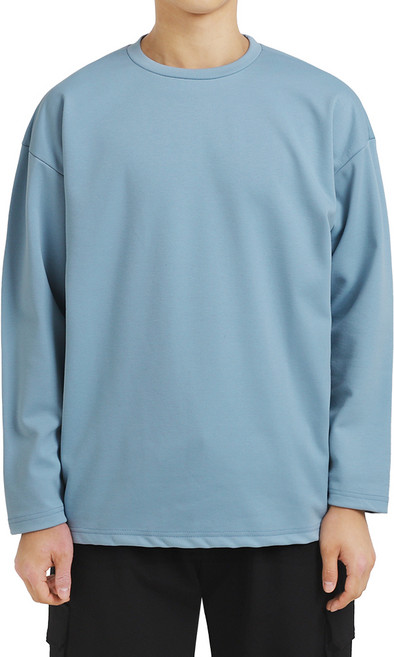 다꾸앙 남성용 무지 에버 기모 분또 오버핏 긴팔 티셔츠 E10M13_tl4467