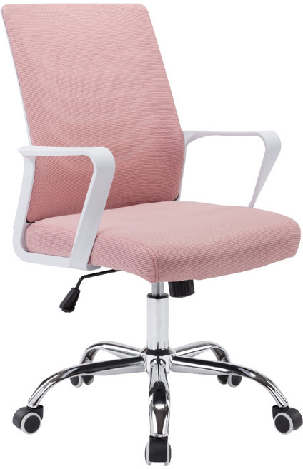 E-home Baez貝茲扶手半網可調式電腦椅 可調高度 透氣舒適 辦公學習皆宜, 粉紅色