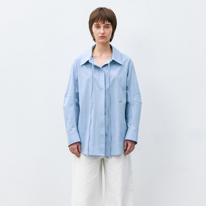 아틀리에나인 여성용 넥 스트랩 오픈 카라 블라우스 BL-4301