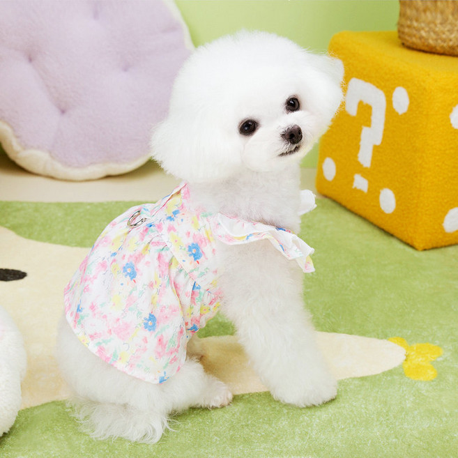 파스텔펫 반려동물 블랑 플라워 원피스, 핑크, 1개