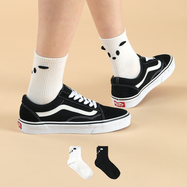 삭피엔스 여성용 쫑긋 강아지 패션 양말 2종 세트