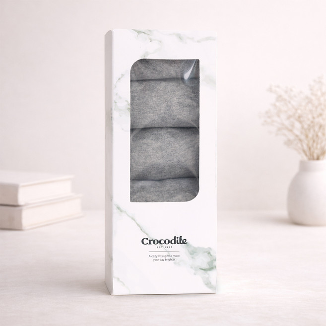 크로커다일 남성용 밴딩 무지 중목양말 5켤레 선물세트 CD282