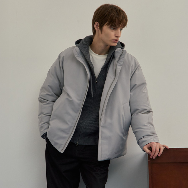 마인드브릿지 남성용 두굿 미니멀 오버핏 숏 다운 점퍼 MZDJ8171