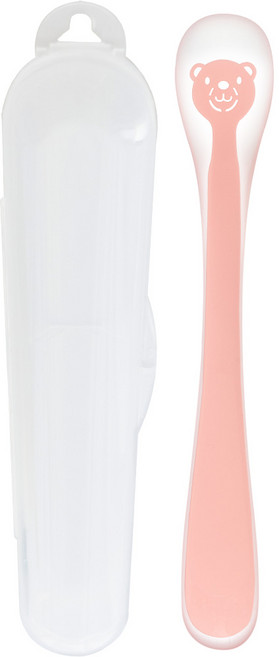 퍼기 동물 실리콘 이유식 스푼, 1개, 곰핑크
