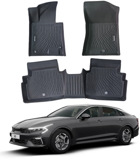 오토가드 TPE 3D 고무 카매트 1 + 2열 풀세트, 블랙, 더뉴K5 DL3 2열고정고리O 2023.11~ 출시중 / K5 DL3 2019.11~2023.11 호환가능 가솔린 / LPG / HEV 공용