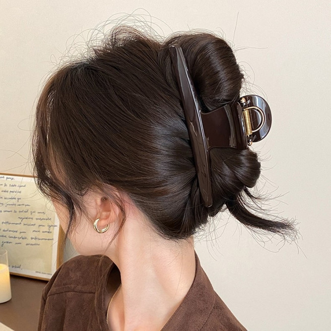 비비뮤아 심플 일자 유광 올림머리 집게핀 HR2810