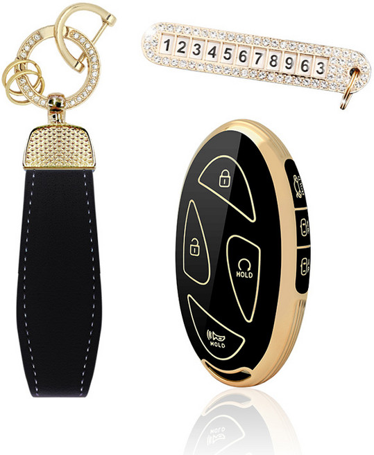 카템 엣지라인 풀커버 스마트키 케이스 세트, 블랙골드, 현대 H13