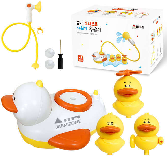 재미존 유아용 오리보트 샤워기 목욕놀이 세트, 혼합색상, 1세트