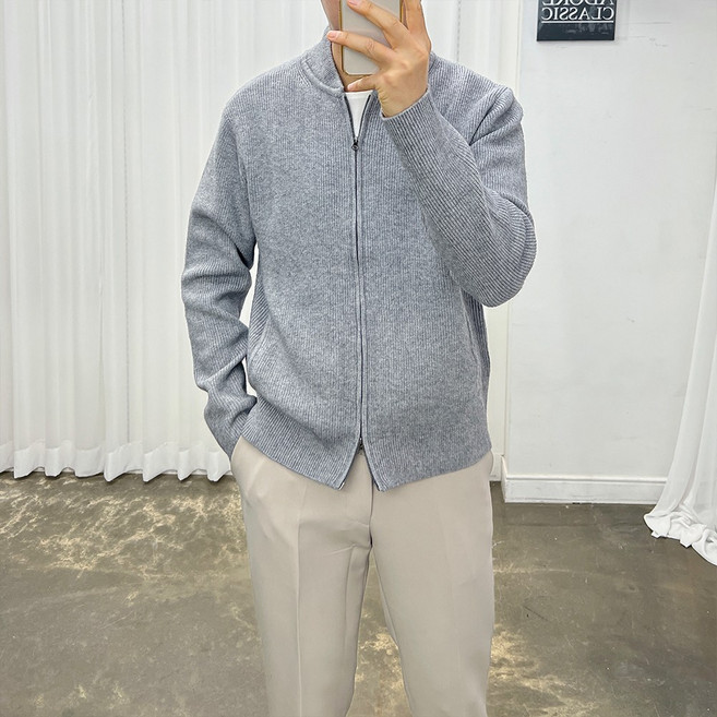 아도르클래식 남성용 시보리 투웨이 더블 집업 긴팔 가디건