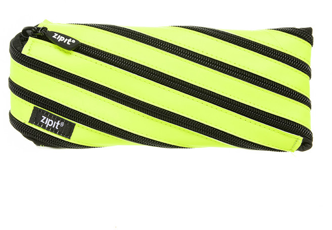 집잇 메탈릭네온 파우치 클러치 펜케이스, 네온옐로우, 1개