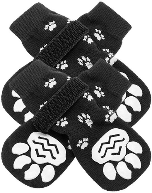 MODACore PET 摩達客寵物 寵物狗狗保護止滑襪 4個, 可愛腳掌花紋款, 1組