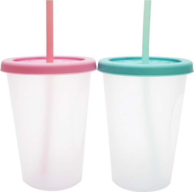 아가프라 심쿵 빨대컵 2종 세트, 400ml, 1세트, 민트 + 핑크