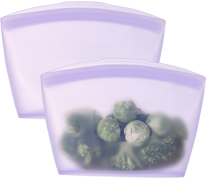 네오플램 실리콘 반영구 지퍼백 퍼플 1500ml, 2개