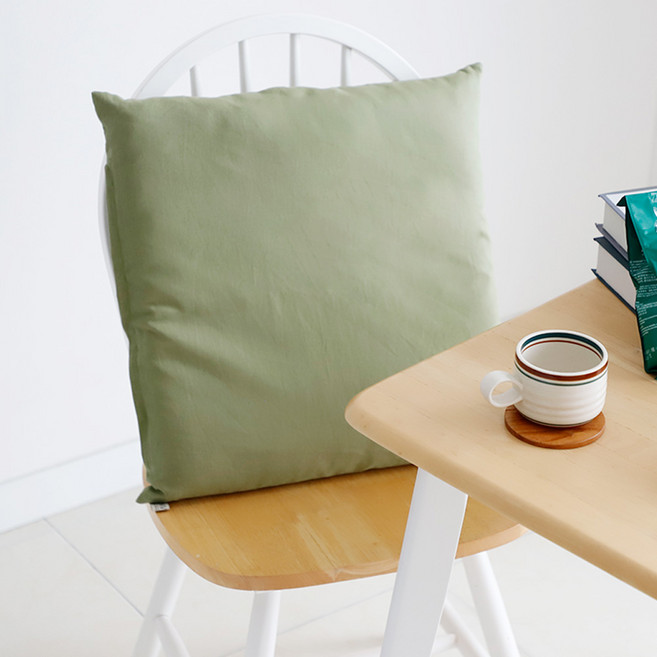 까사베르데 11수 린넨 데일리 무드 린넨 솔리드 사각 방석, 그린