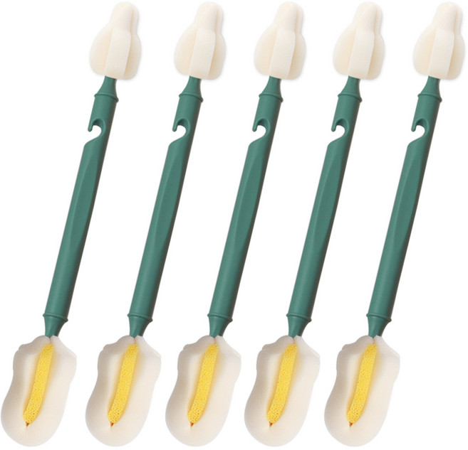 하이비 젖병 젖꼭지 세척솔 몽글이 듀얼 버블프로솔, 5개, 올리브그린