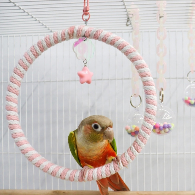 원형 파스텔 그네 버드링 횃대, 핑크, 1개