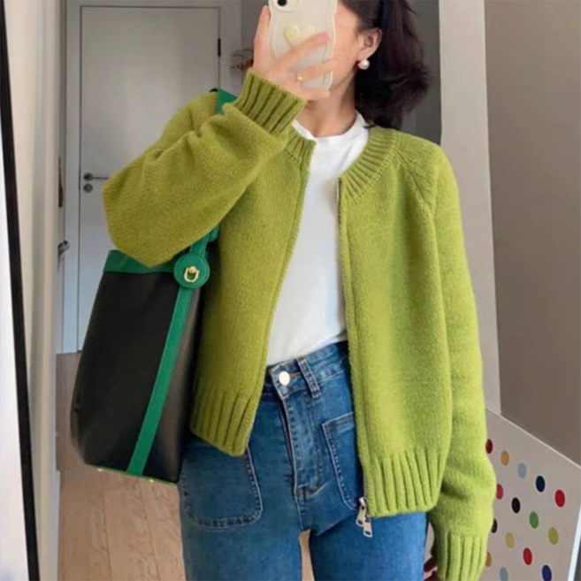 피어니스트 여성용 비비드컬러 긴팔 스웨터 가디건