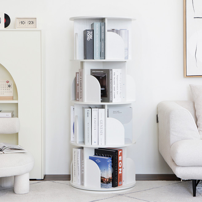 PaN EASY LIFE 이지라이프 旋轉圓形書櫃, 4層, 白色