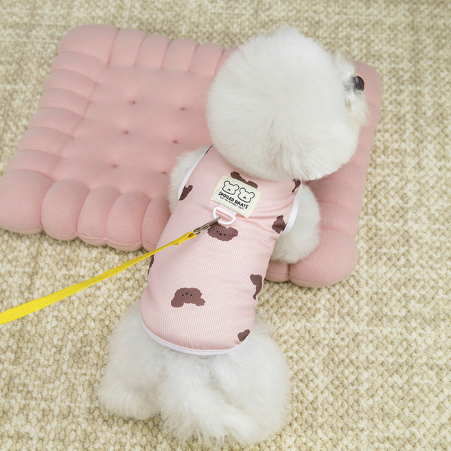 칠시 강아지 러블리 베어 조끼, 핑크, 1개