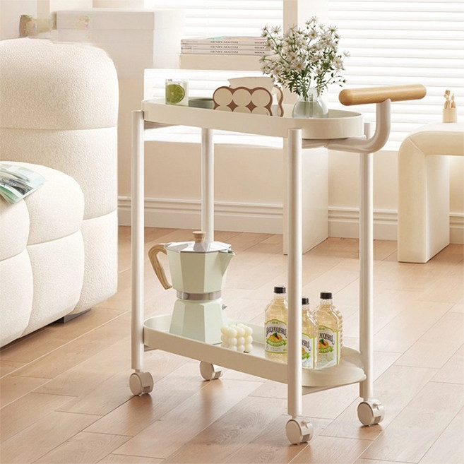 핸드카트 스타일 이동식 선반 BRP424, 크림, 2단