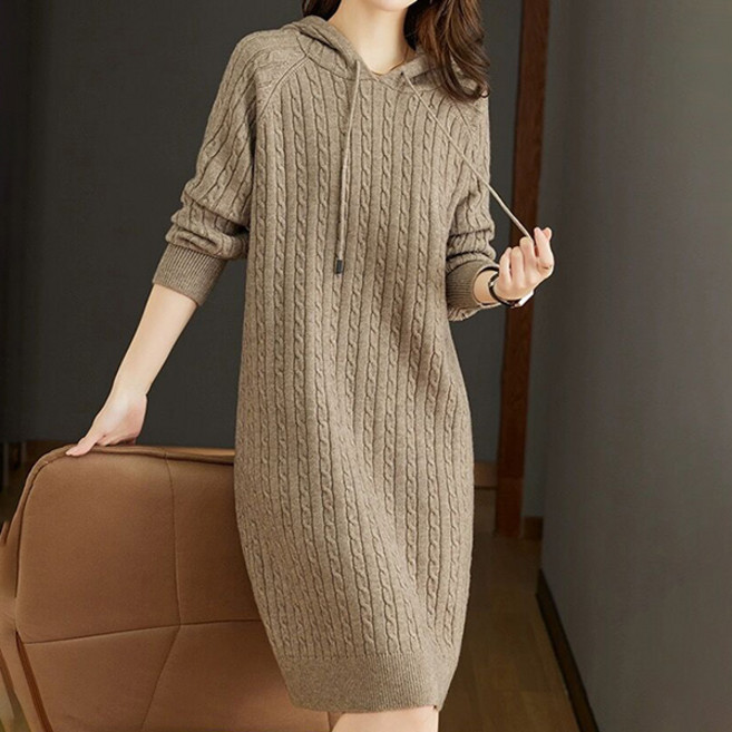 포플러앤씨 리케 후드 니트 원피스 빅사이즈 포함