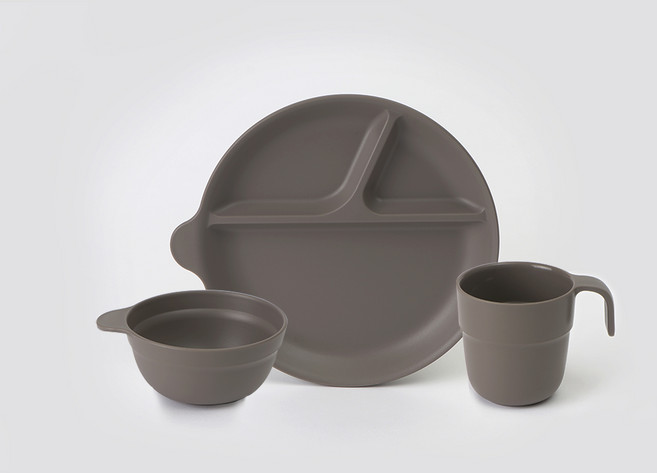 나인웨어 국산 포레 홈 1인 세트, 그레이, 핸디컵 + 스몰볼 + 미디엄 플레이트, 1세트