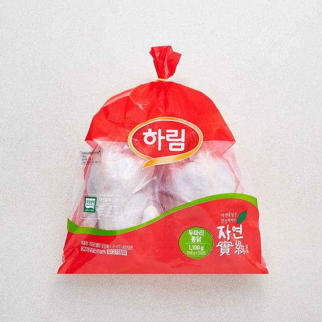 하림 무항생제 인증 통닭 2개입 (냉장), 1개, 1.1kg