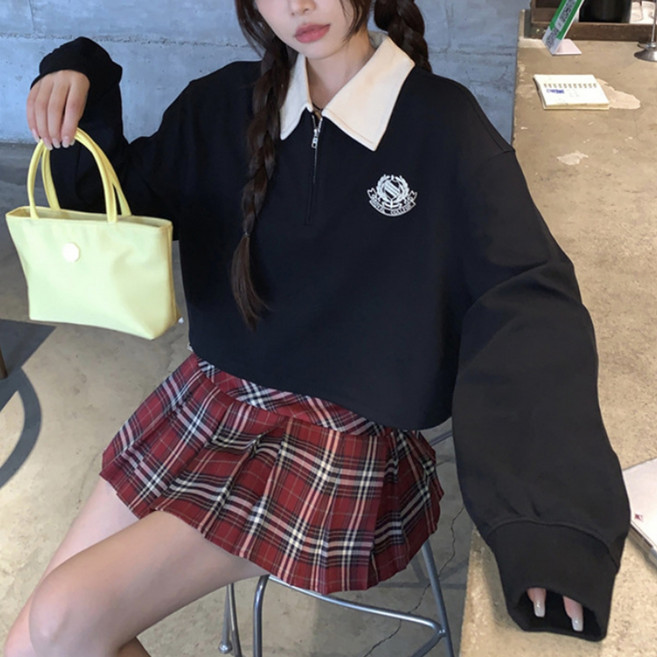 알로데 여성용 로얄 맨투맨 반집업