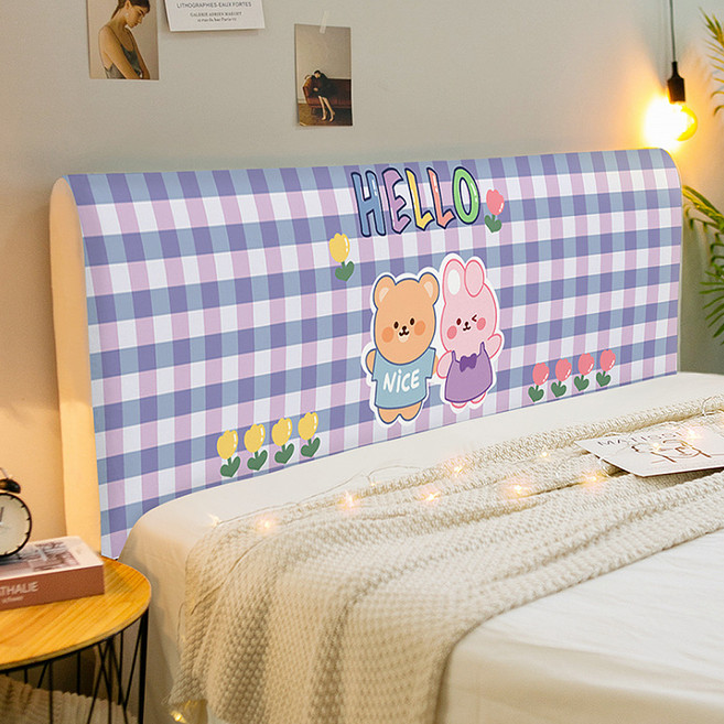 마켓A 체크 동물 침대헤드커버, CTZ2301, 1개