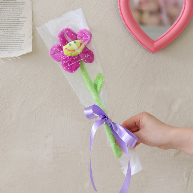 센트바스켓 조화 샤인스마일 한송이 꽃다발, 퍼플, 1개