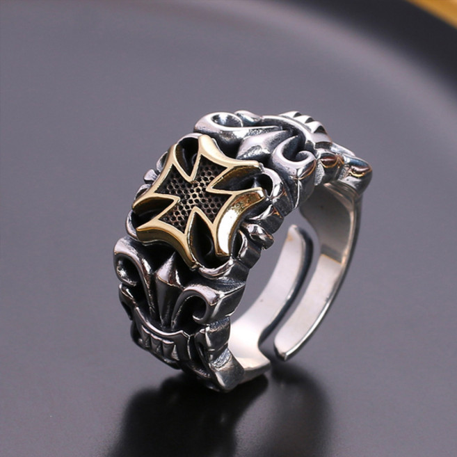 스톤주얼리 남성용 도금 십자가 오픈 패션 반지