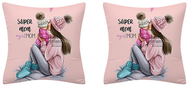 패밀리 선데이 포근포근 핑크 스퀘어 쿠션 커버 2p