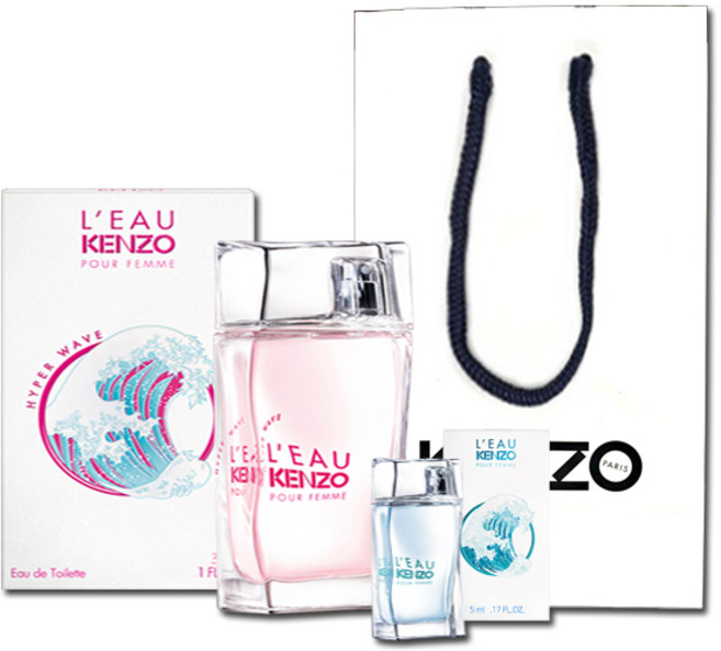 겐조 하이퍼 웨이브 뿌르 팜므 오드 뚜왈렛 EDT 30ml + 로 겐조 뿌르 옴므 5ml + 쇼핑백 세트, 1세트