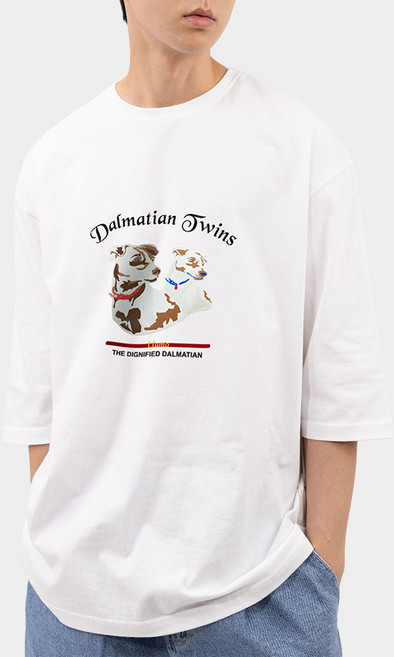 엘라모 룩앳독 통기성 7부 티셔츠